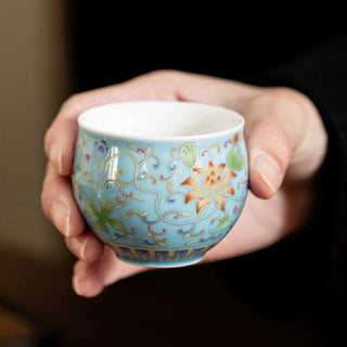 Buddha Gift Lotus Flower Pod Pattern Ceramic Teacup Kung Fu Tea Cup 80ml