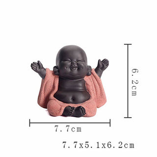 Buddha Gift Always Smiling Laughing Buddha Wealth Luck Purple Clay Maitreya Statue Decoration