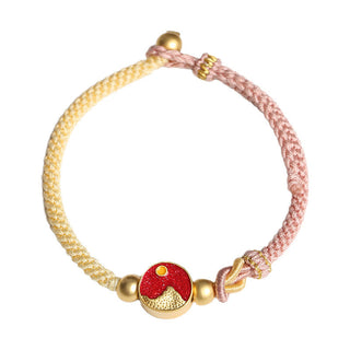 Buddha Gift Handmade Mountain and Sea Engraved Luck Two-Color String Couple Bracelet