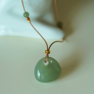 Buddha Gift Natural Jade Luck Prosperity Necklace Pendant (Random Color)