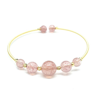 Buddha Gift Natural Strawberry Quartz Love Healing Bracelet Bangle