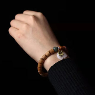 Buddha Gift Sandalwood Jade Elephant Protection Bracelet