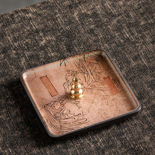 Buddha Gift Mountain Lake Flower Leaf Healing Ceramic Plate Tray Stick Incense Burner Decoration