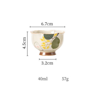 Buddha Gift Hand Painted Small Osmanthus Rabbit Ceramic Teacup Kung Fu Tea Cup 40ml