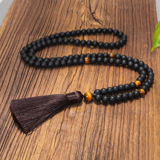 Buddha Gift 108 Mala Beads Frosted Stone Tiger Eye Balance Bracelet Necklace Pendant