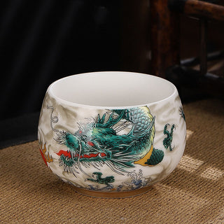 Buddha Gift Dragon Cicada Bamboo Deer Crane Lotus Plum Flower Ceramic Teacup Kung Fu Tea Cup Bowl 185ml