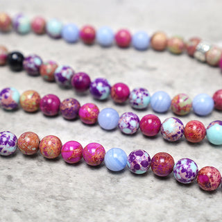 Buddha Gift Natural Purple Miano Real Stone Lotus Mala