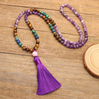 Buddha Gift Tibetan Amethyst Purify Bracelet Mala Set