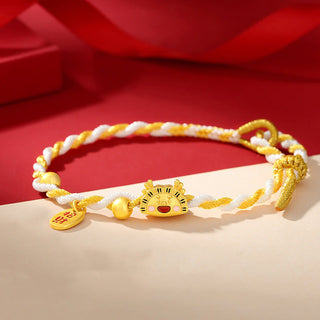 ❗❗❗A Flash Sale- Buddha Gift 925 Sterling Silver Year Of The Dragon Dumpling Design Attract Fortune Luck Braided Bracelet