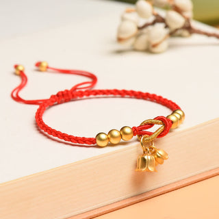 Buddha Gift Handcrafted Lily Of The Valley Flower Charm Design Luck Protection Braided Bracelet