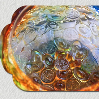 Buddha Gift Handmade Liuli Crystal Treasure Bowl Art Piece Home Decoration