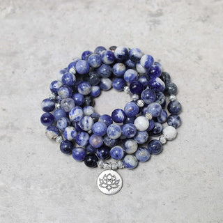 Buddha Gift Natural Blue Aventurine Lotus Peace Necklace Bracelet