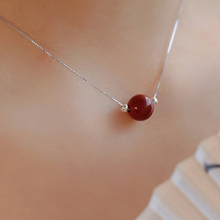 Buddha Gift 925 Sterling Silver Cinnabar Bead Calm Blessing Necklace Pendant