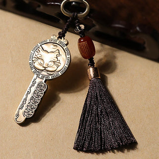Buddha Gift PiXiu Wealth Copper Coin Yin Yang Bagua Handmade Key Chain