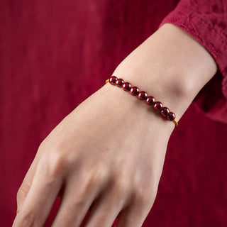 Buddha Gift Natural Cinnabar Beaded Blessing Handmade Bracelet