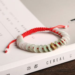 Buddha Gift Natural Round Jade Luck Red String Protection Bracelet