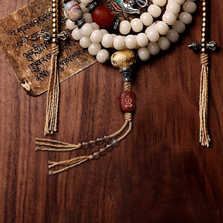 Buddha Gift Tibet 108 Mala Beads Bodhi Seed Bagua Vajra Dzi Bead Gray Agate Wealth Bracelet