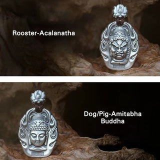 Buddha Gift Chinese Zodiac Natal Buddha Om Mani Padme Hum Lotus Compassion Necklace Pendant