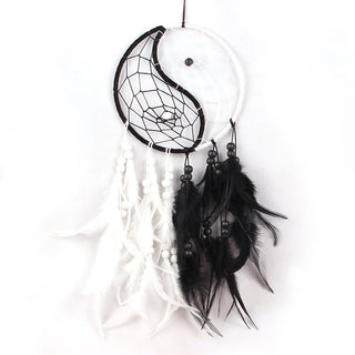 Buddha Gift Yin Yang  Dream Catcher Circular Net with Feathers Balance Decoration