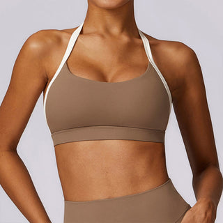 Buddha Gift Solid Color Halter Neck Bra Long Sleeve Crop Tank Top Pants Sports Fitness Gym Yoga Outfits