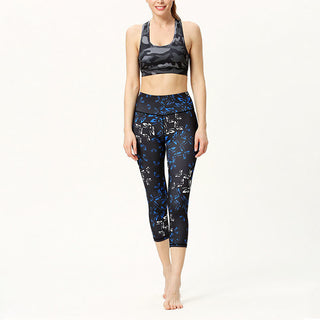 Buddha Gift Leaves Butterfly Print Sports Yoga Cropped Leggings Women's Yoga Capri Pants