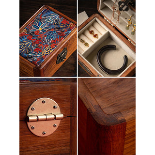 Buddha Gift Retro Handmade Floral Pattern Rosewood Jewelry Storage Box Lockable Wooden Gift Organizer Box