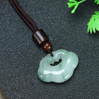 Buddha Gift Tianshan Jade Golden Silk Jade Chinese Lock Charm Abundance Necklace Pendant