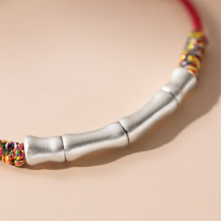 Buddha Gift 999 Sterling Silver Luck Bamboo Attract Fortune Colorful Red Rope Bracelet