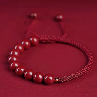 Buddha Gift Natural Cinnabar King Kong Knot Blessing String Bracelet