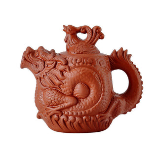 Buddha Gift Vintage Dragon Phoenix Ceramic Teapot
