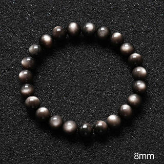 Buddha Gift Natural Silver Sheen Obsidian Soothing Protection Bracelet