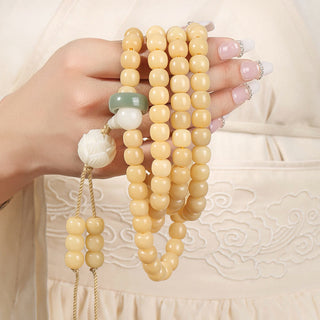 Buddha Gift Natural Bodhi Seed Lotus Dzi Bead Peace Harmony Charm Bracelet