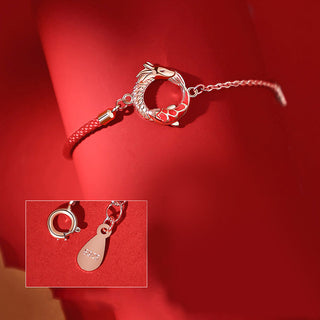 Buddha Gift 925 Sterling Silver Year Of The Dragon Copper Koi Fish Luck Protection Bracelet