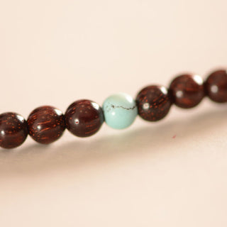 Buddha Gift 925 Sterling Silver Indian Small Leaf Red Sandalwood Fu Character Protection Triple Wrap Bracelet