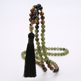Buddha Gift Tibetan Green Jasper Protection Mala Bracelet