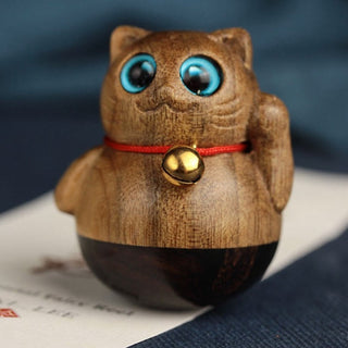 Buddha Gift Mini Lucky Cat Kitten Phoebe Zhennan Wood Blessing Decoration