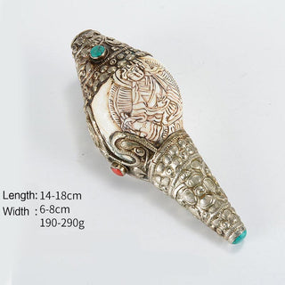 Buddha Gift Tibetan Handmade Engraved Shankha Buddha Conch Shell Wealth Positive Decoration