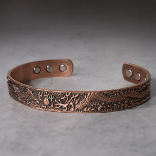 Buddha Gift Dragon Phoenix Magnetic Solid Copper Cuff Bracelet Bangle