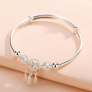 Buddha Gift Tibetan White Copper Blessing Dream Catcher Charm Bracelet