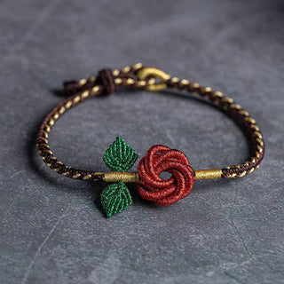 Buddha Gift Rose Flower Rope Eight Thread Peace Knot Luck Handmade Bracelet