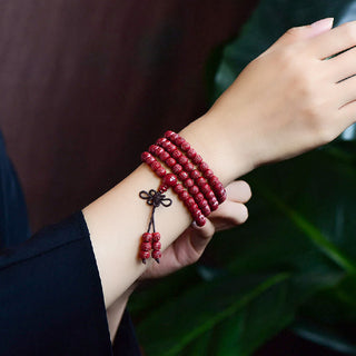 Buddha Gift 108 Mala Beads Cinnabar Om Mani Padme Hum Pattern Engraved Blessing Bracelet
