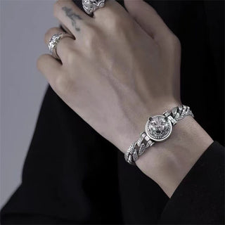 Buddha Gift Tiger Tang Dynasty Flower Design Engraved Luck Energy Bracelet