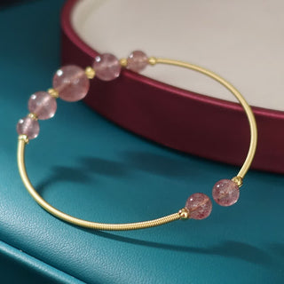 Buddha Gift Natural Strawberry Quartz Love Healing Bracelet Bangle