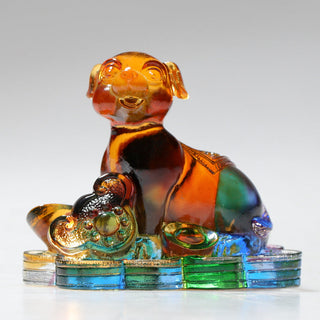 Buddha Gift Year of the Dragon Handmade 12 Chinese Zodiac Liuli Crystal Art Piece Protection Home Office Decoration