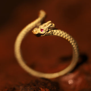 Buddha Gift 925 Sterling Silver Vintage Year of the Dragon Luck Protection Strength Adjustable Ring
