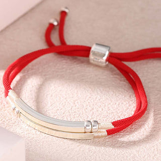 Buddha Gift 925 Sterling Silver Red String Layered Braid Bracelet