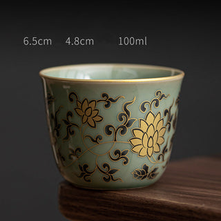 Buddha Gift Butterfly Flower Lotus Koi Fish Plum Blossom Ceramic Teacup Kung Fu Tea Cup 100ml