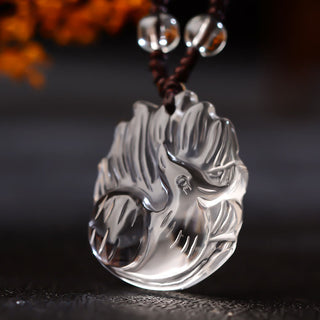 Buddha Gift Natural Amethyst White Crystal Citrine Nine Tailed Fox Luck Necklace Pendant