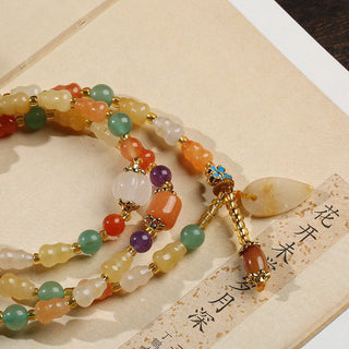 Buddha Gift Golden Silk Jade Gourd Wealth Bracelet
