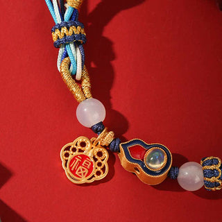 Buddha Gift 925 Sterling Silver Handmade Gourd Blessing String Reincarnation Knot Bracelet
